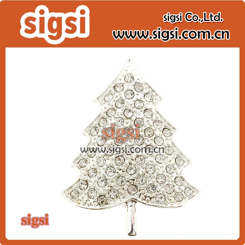 Cheap wholesale Crystal Christmas tree rhinestone brooch for Christmas