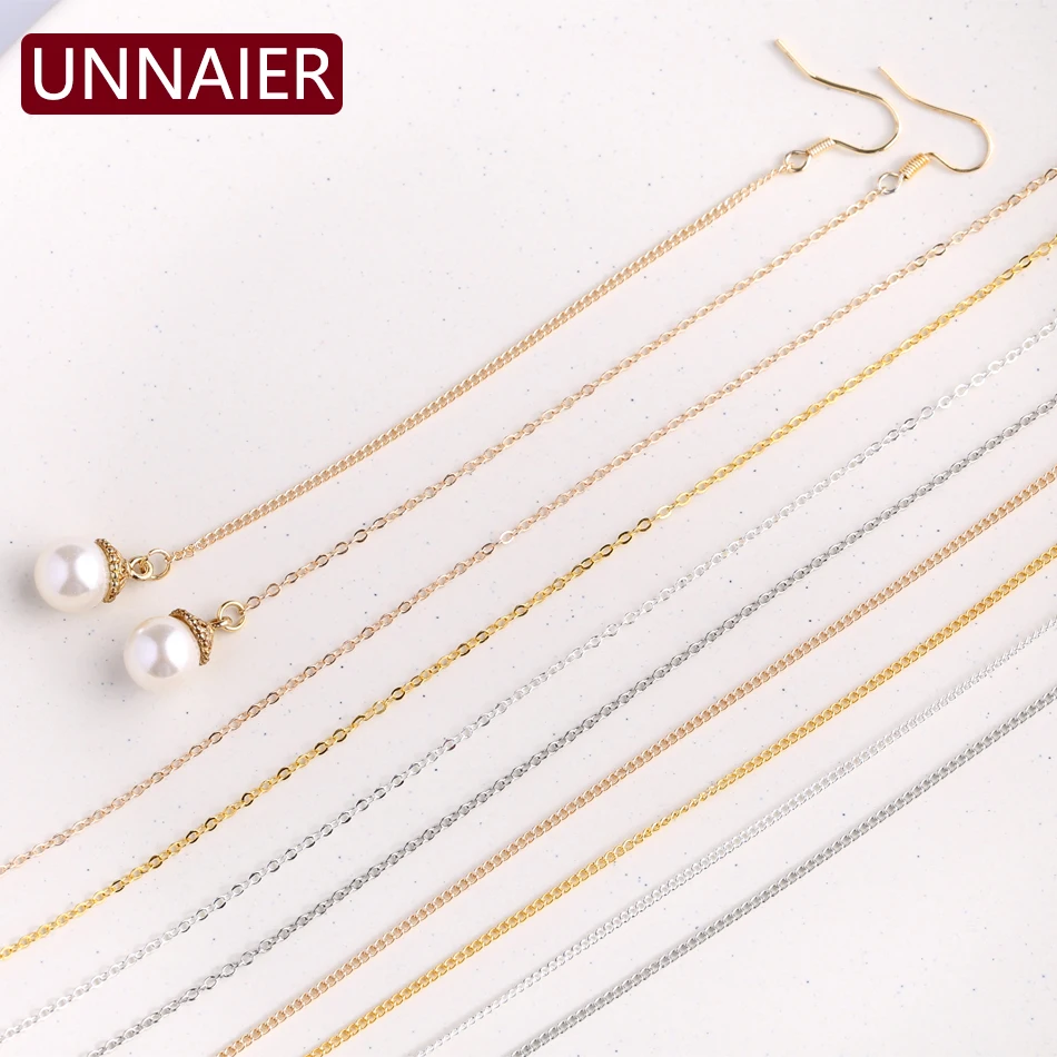 UNNAIER 1 meter, earring tassel chain 1.5mm thin chain connecting chain metal alloy handmade ear wire diy earring accessories