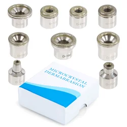9 PCS Replacement Diamond Microdermabrasion Dermabrasion Tips Stainless Steel Filter Set With Cotton Filters