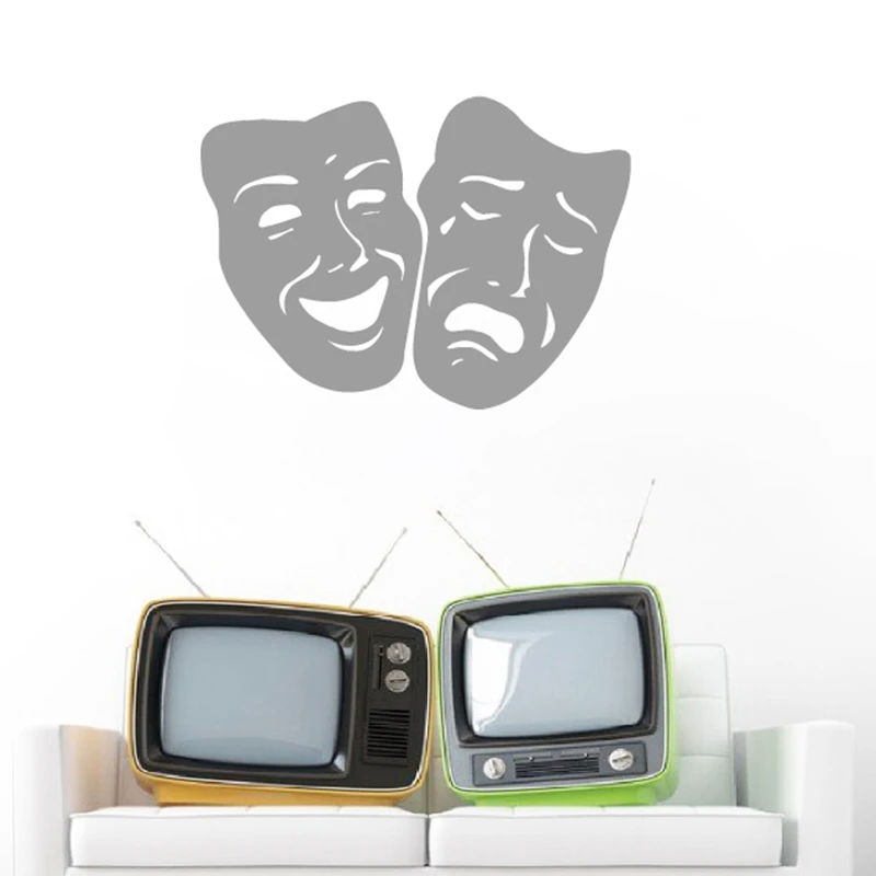 Wall Decal Mask Tragedy And Comedy Theater Vinyl Sticker Decals for Living Room Home Theater Wall Decoration view 2