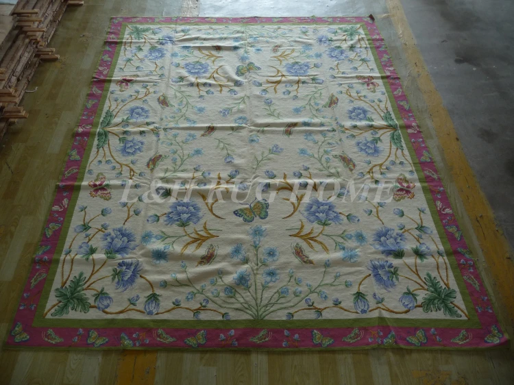 Free shipping 8'x10' needlepoint carpets hand knotted  handmade rugs for home decoration