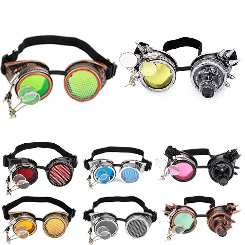 

LELINTA Steampunk Goggles Cosplay Vintage Victorian Rivet Glasses Welding Gothic Kaleidoscope Colorful Retro Goggles