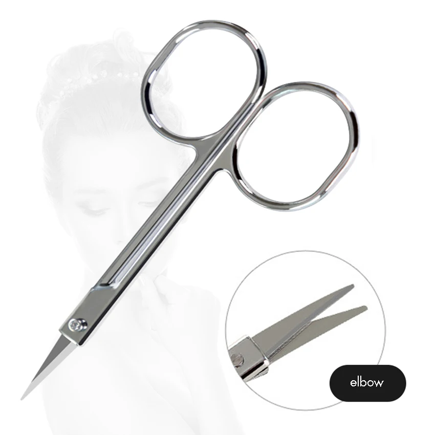 Gebogene Handwerk Schere für Augenbraue Wimpern Extensions Edelstahl Nase Haar & Bart Trimmen Schere für Männer und Frauen