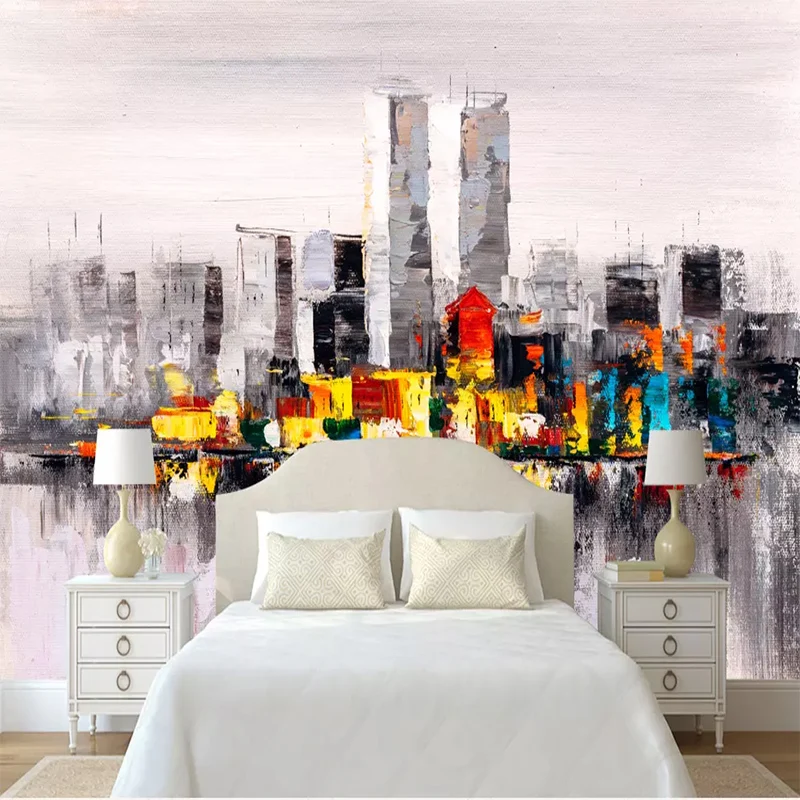 3D Mural Modern Abstract Art Oil Painting New York City Wallpaper Living Room Bedroom Background Wall Decoration 3D Wall Cloth