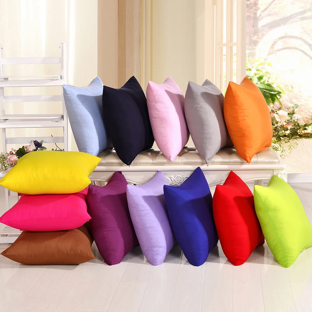 Simple Candy Color Throw Pillow Case For Sofa Solid Color Cushion Cover Home Decorative Pillowcase Car Seat Cushion Cover