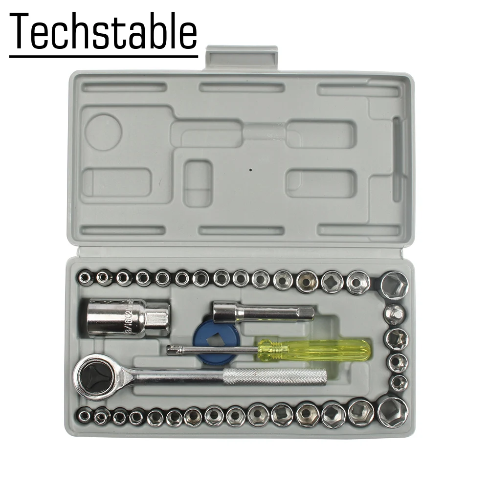 40pcs Automobile Motorcycle Repair Tool Case Precision Socket Wrench Set Sleeve Screwdriver Auto Car Repair Kit Tool