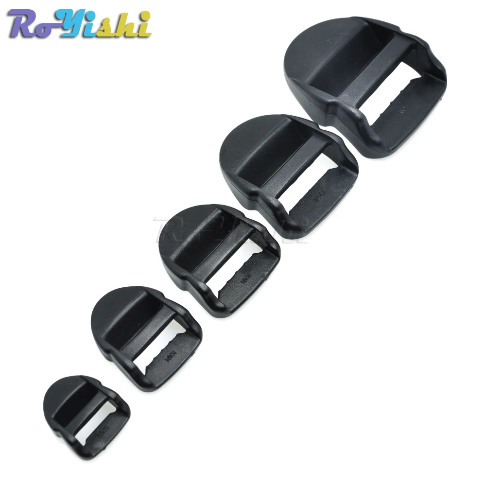 Plastic Ladder Lock Slider Buckles Backpack Straps Black