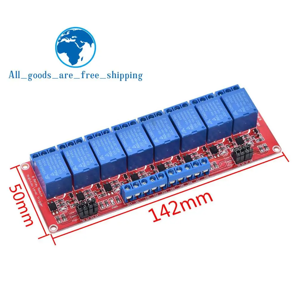 DIYTZT 1 2 4 6 8 Channel 5V 12V Relay Module Board Shield with Optocoupler Support High and Low Level Trigger for Arduino