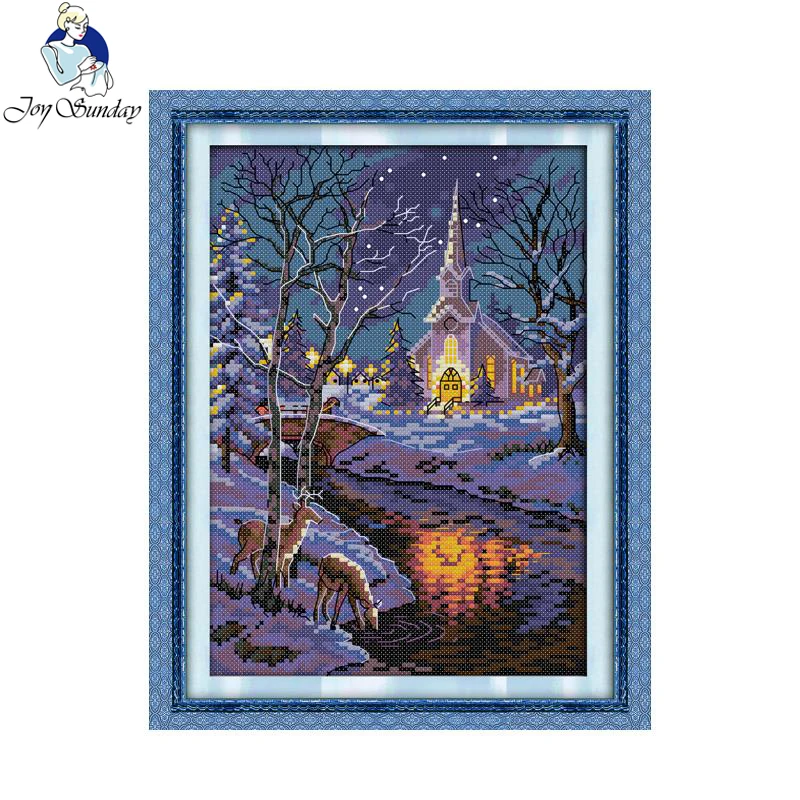 Gioia Scene di Domenica Notte D\'inverno 2 Contati 11CT 14CT Croce Punto Croce paesaggio Kit Punto Croce per Kit Ricamo Complementi Arredo Casa