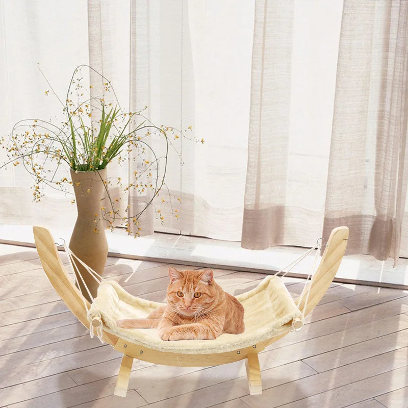 Wooden Handmade Cat Bed Cat Hammock Cradle Mat Swing Dog Bed Puppy Blanket Pet Product Cat Toy Sleeping Hammock Pet Nest multipl