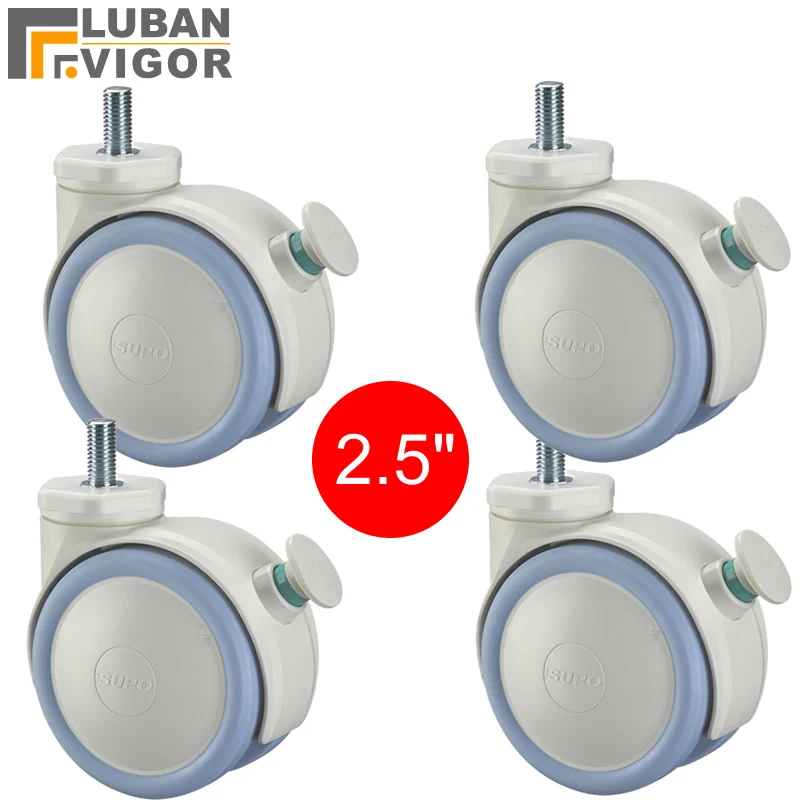 

White 2.5 inch ,Medical casters/wheels With brake, M10x20 screw ,Mute Wearable,For Hospital trolley,Industrial casters