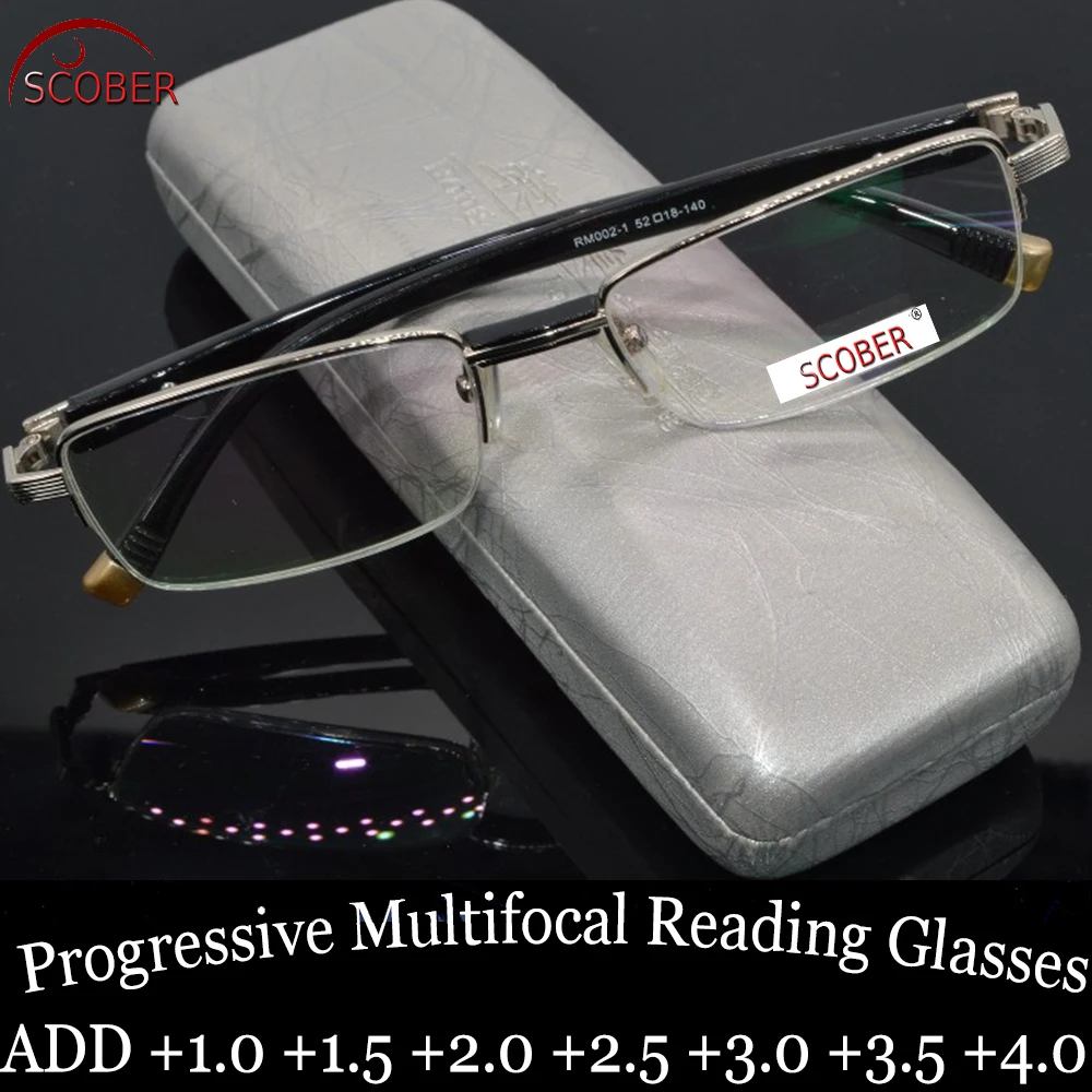 

= SCOBER = Progressive Multifocal Reading Glasses MEN TITANIUM ALLOY SENATOR Commercial See Near And Far TOP 0 ADD +1 To +4