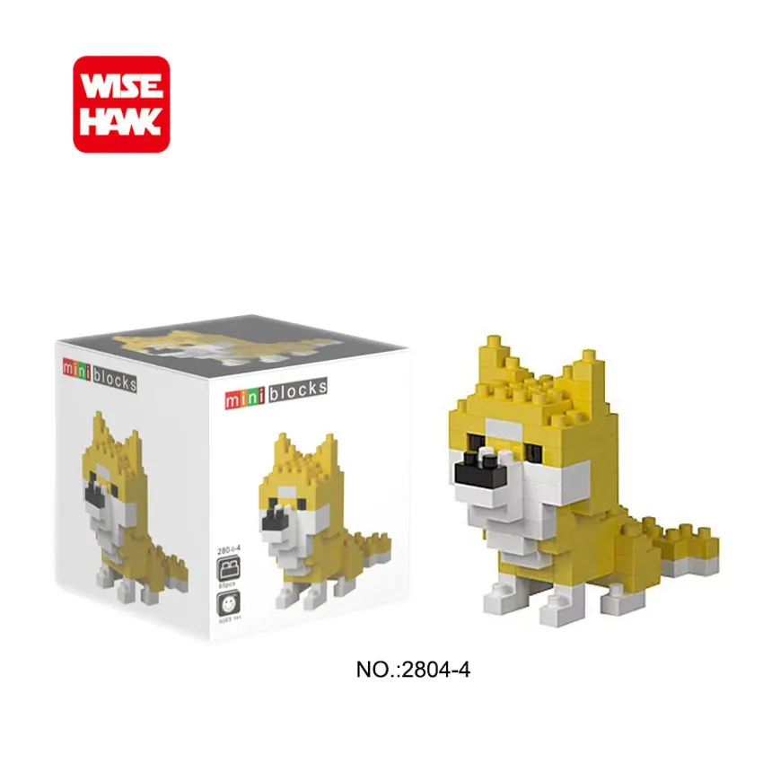 WiseHawk Animal Series Micro Bricks  DIY Toys Set Giraffe Turtle Dog Mini Building Blocks Action Figures 3D Diamond Model