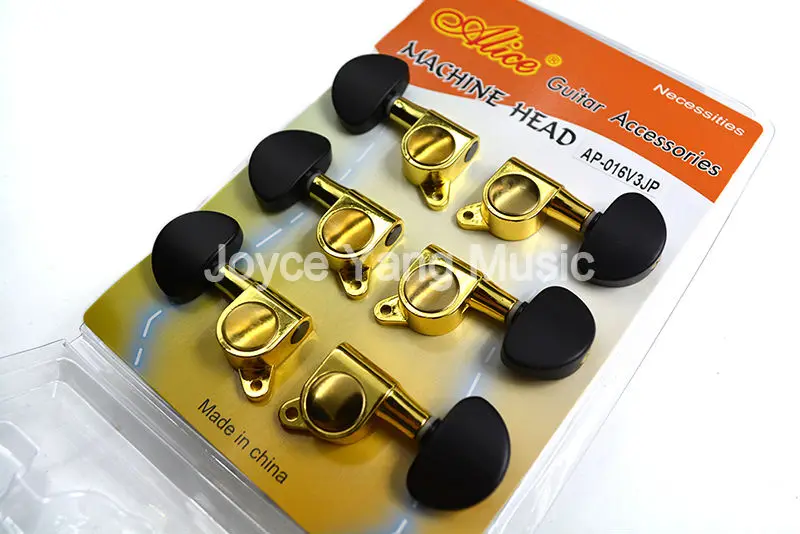 Alice Gold-Plated White/Red/Black Agate Bottom Acoustic Guitar Tuning Pegs Tuners Machine Head 3L+3R Sealed