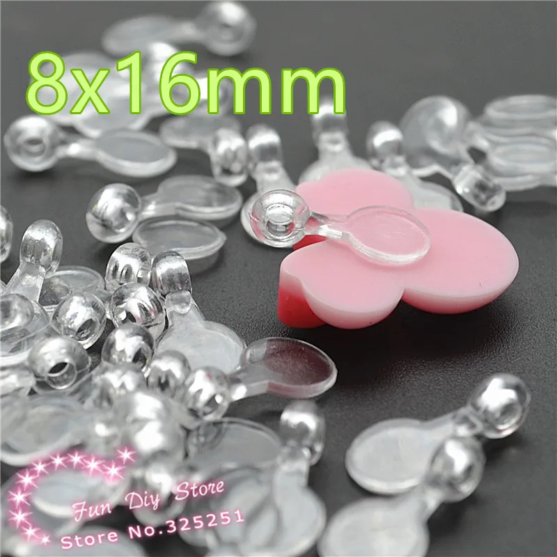 100PCS Plastic Clear DIY Charm Hooks for Cabochons, Jewelry Bails, Handmade Crafting Supplies-8X16mm