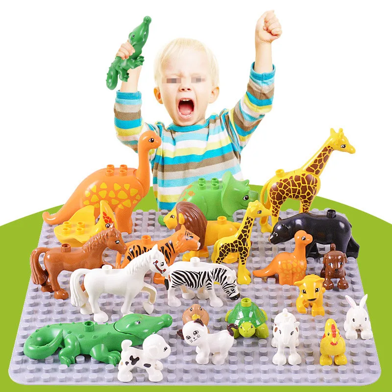 Kids Big Size Diy Building Blocks Animal Accessories Figures Lion Panda Compatible with Assembly Kids Toys for Children Gifts