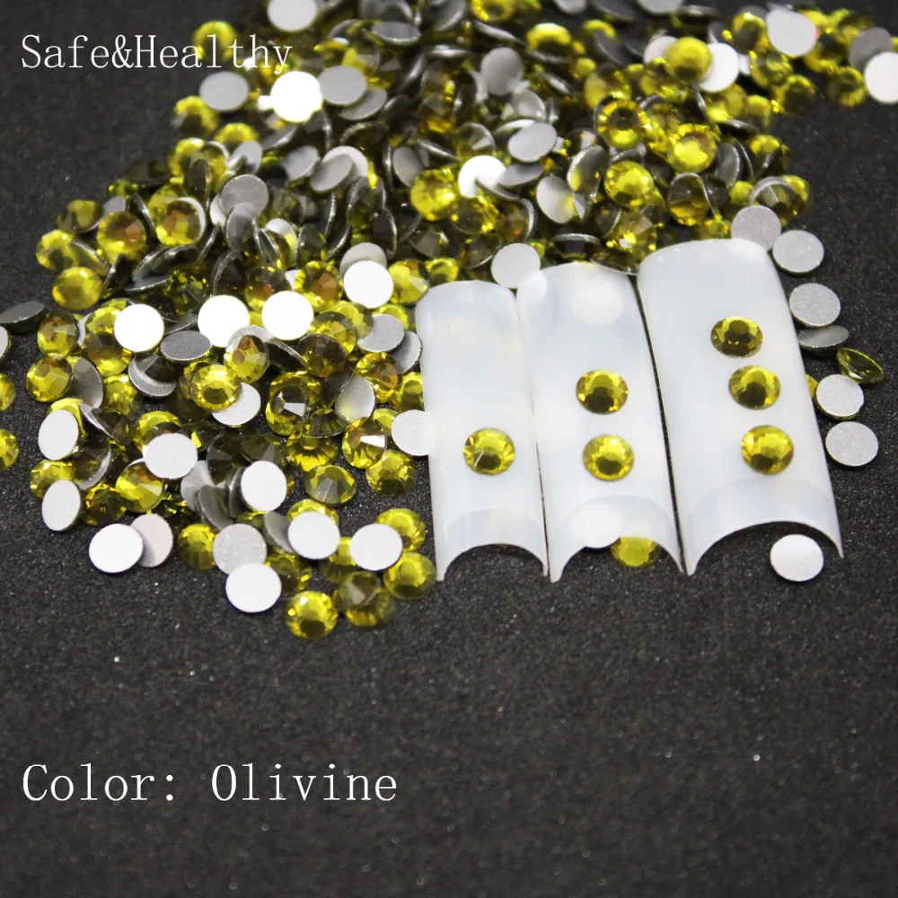 1440 pcs/Pack SS6-SS8 Olivine Nail Art Decorations Rhinestones For 3d Charm Glass Flatback Non Hotfix DIY Nails Decorations