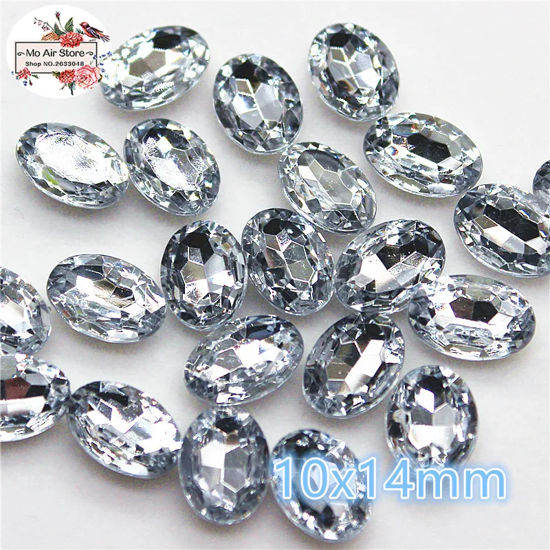 10-100pcs oval clear Acrylic rhinestones stone Facets point rhinestones decoration DIY craft no hole