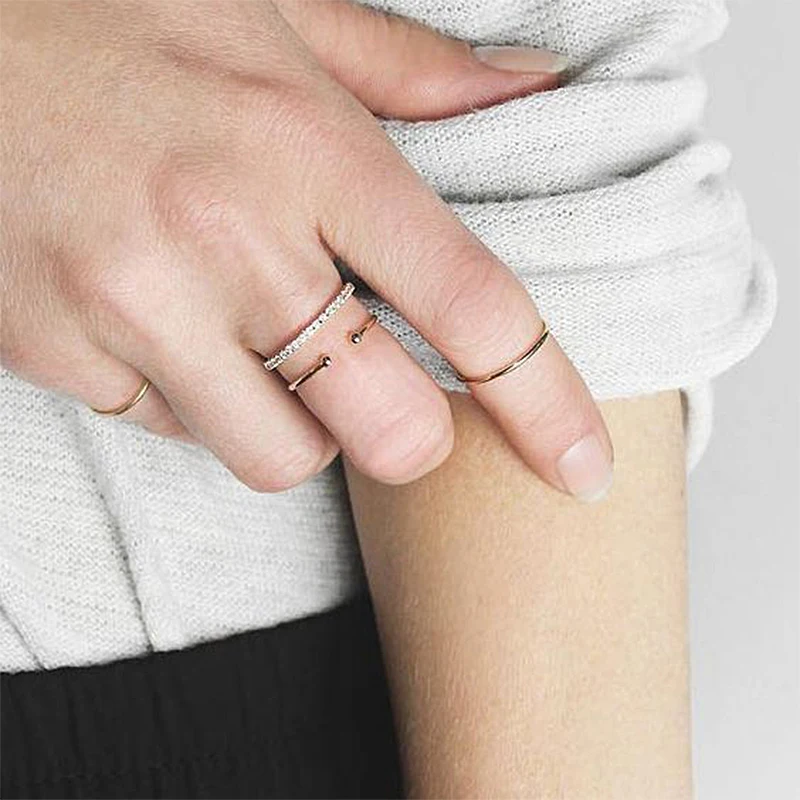 F.I.N.S 925 Sterling Silver Thin Ring Minimalist Smooth Lines Rose Gold Ladies Stackable Engagement Finger Fine Jewelry JT1200