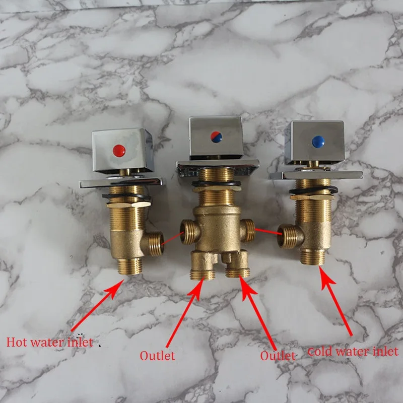 Vidric Square Bathtub Hot & Cold Faucet Five Porcelain Cylindrical Sitting Reciprocating Bathtub Faucet Accessories Mixing Valve