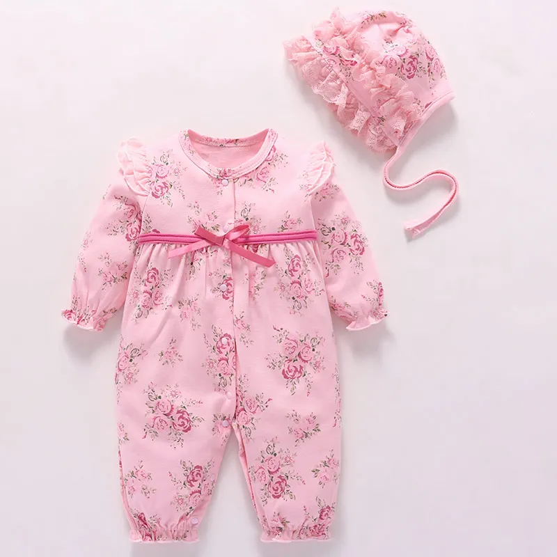 newborn baby girl clothes cotton vintage flower lace princess little girls infant rompers jumpsuit baby clothing 0-3 6 9 months