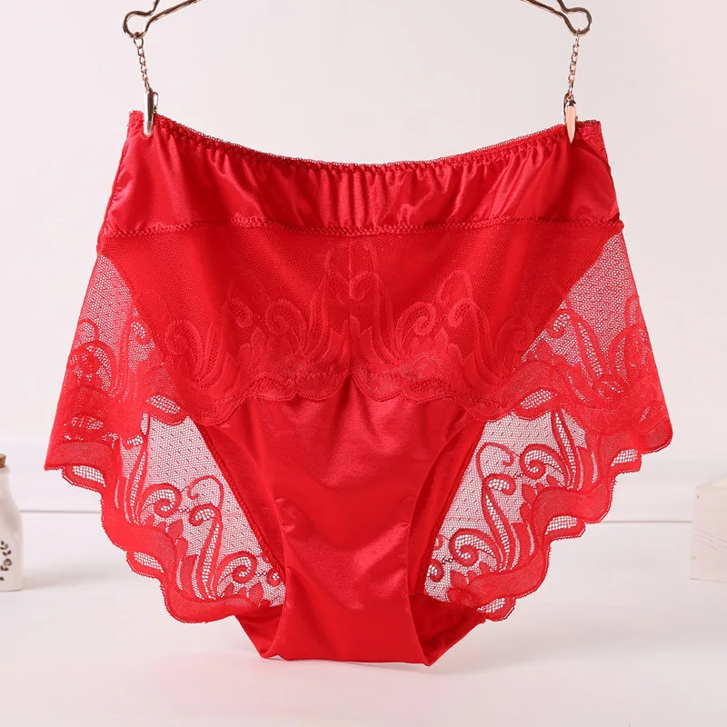 Di grandi Dimensioni Slip A Vita Alta Biancheria Intima Delle Donne Modale Sexy di Seta Trasparente di Grande Formato Del Merletto Mutandine e boxer Più Il Formato Lingerie Femminile 3XL