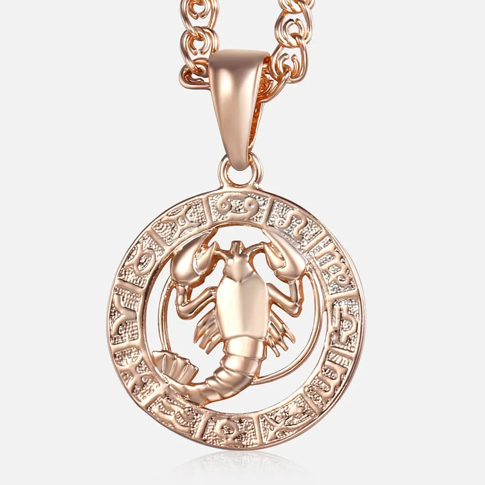 Constellations Pendants Cancer Zodiac Sign Necklace 585 Rose Gold Color Pendant Necklace Male Fashion Jewelry Gifts GP180