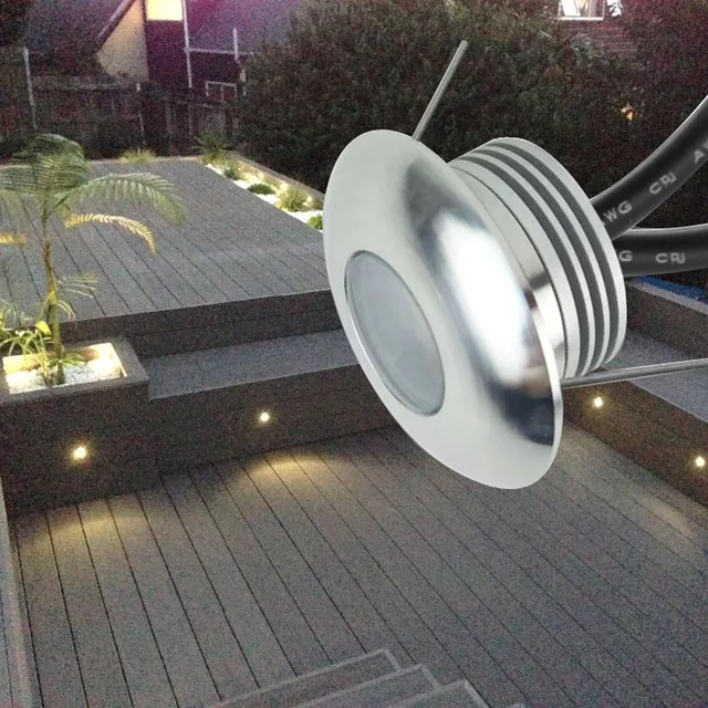 12pcs/lot Waterproof IP65 LED Deck Step Light Recessed Stair Lamp Paitio In-ground Spotlight Garden Lamp/Wall Lightening 12V