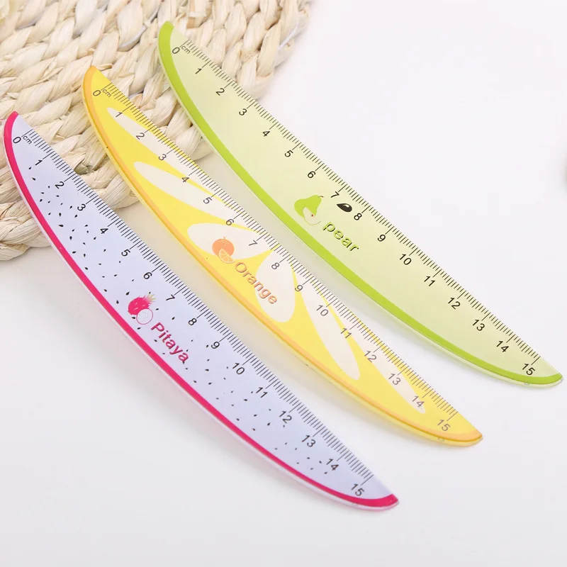 2Pcs/Set Kawaii Fruit Ruler Cartoon Cute Ruler 15cm Straight Ruler For Kids Gifts Student Drawing Tools School Office Supplies