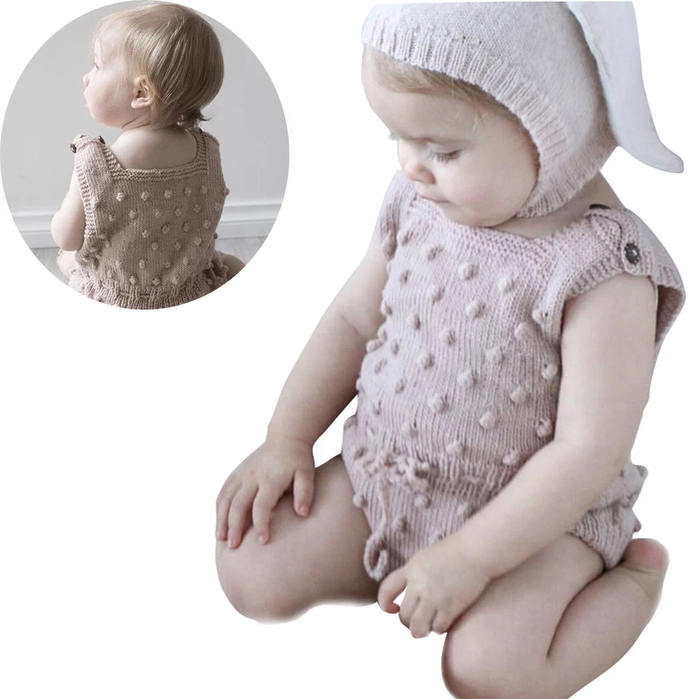 

Todder Baby Girl Knitted Sweater Romper Sleeveless Bodysuit Warm Jumpsuit Newborn Infrant Climbing Clothes Autumn Winter Overall