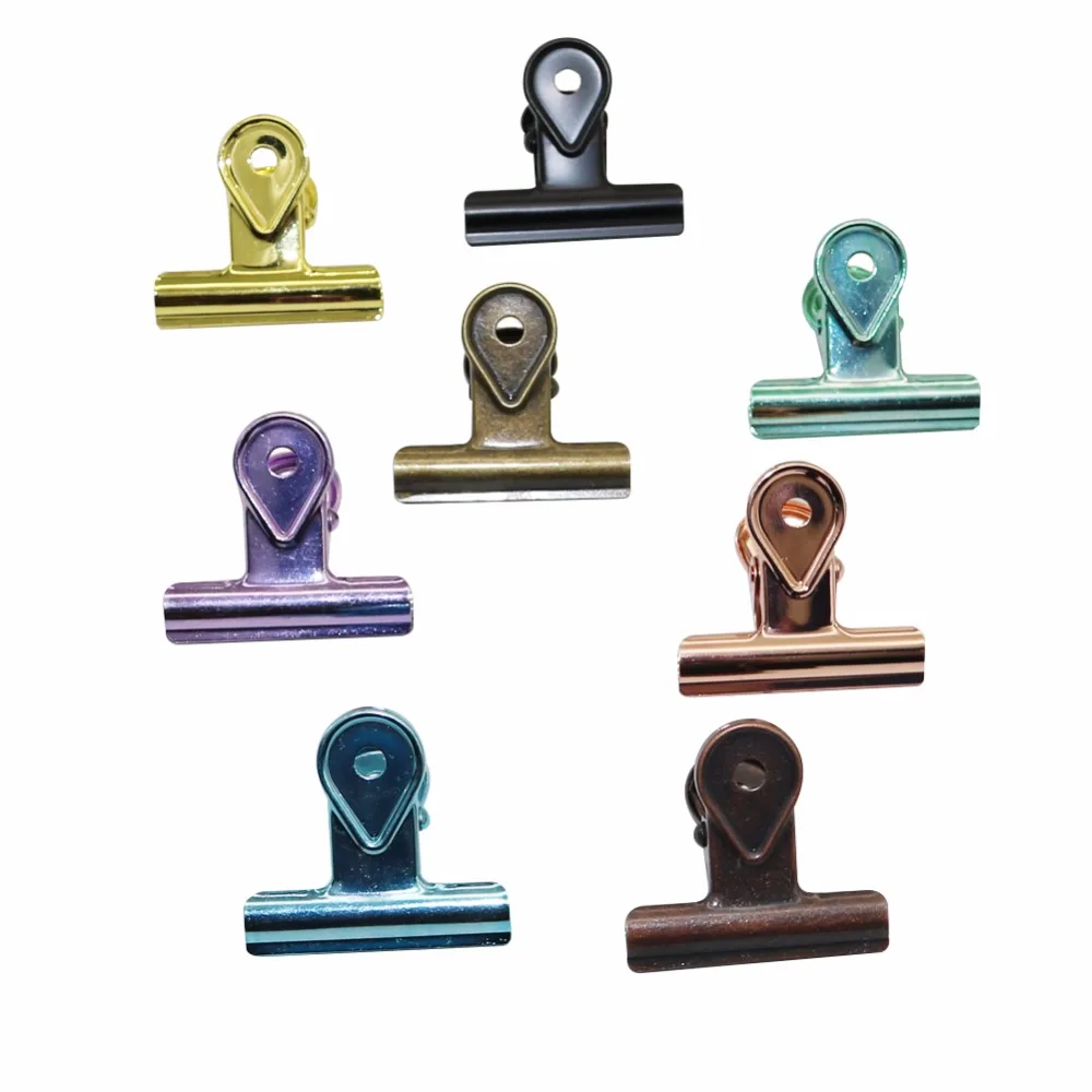 

10Pcs/Set 20/30/40mm Round Metal Grip Clips Ticket Paper Stationery Bulldog Spring Clip For Tags Bags Office Document Binder Cli