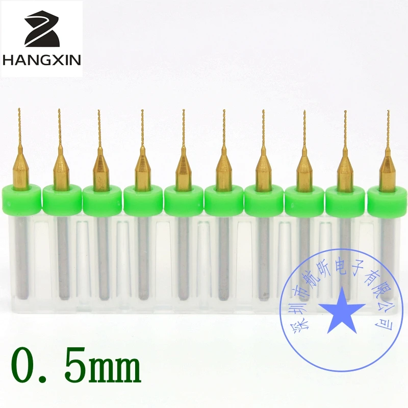 Titanium coated PCB bit kit 0.5mm carbide bit for metal cuttings cutting machine cnc routing wood 10PCS machine accessories