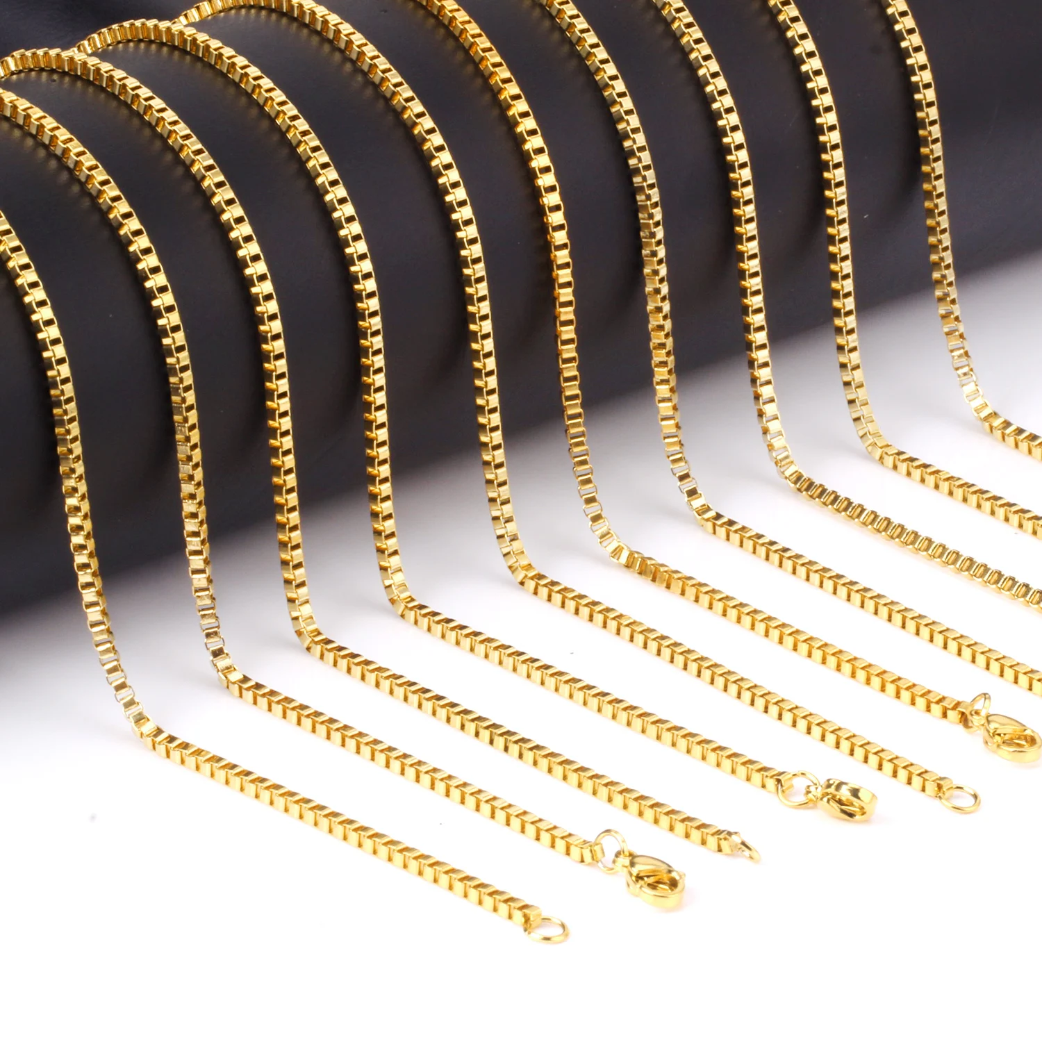 LUXUKISSKIDS Bulk Square Box Chains 10pcs/Lots 2mm Gold/Silver Color Popcorn Chain Jewelry Rolo Necklace Wholesale High quality