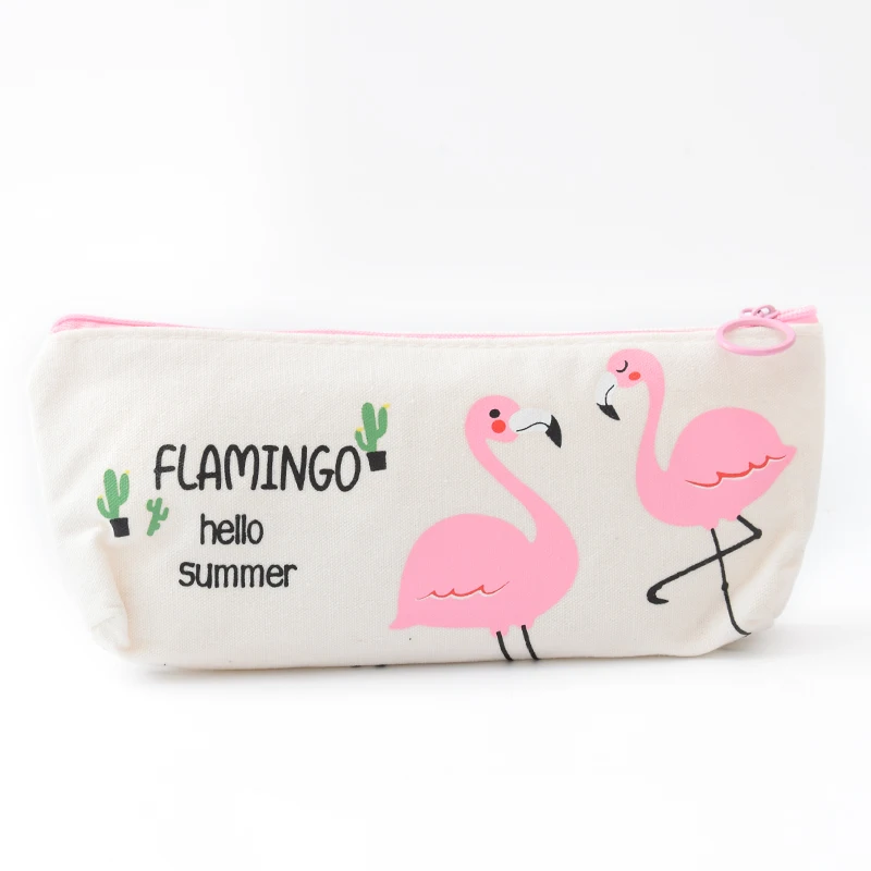 

Kawaii Flamingo Canvas Pencil Case Children Coin Storage Organizer Pen Bags Pouch Stationery Girl Cosmetic Makeup Bag Pencilcase