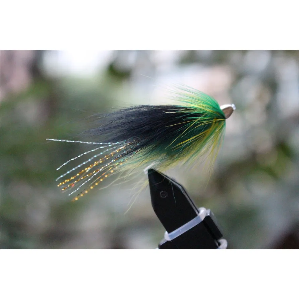 

Tigofly 24 pcs/lot Green&Black Fearther Cone Head Tube Fly Streamer Fly Salmon Trout Steelhead Fly Fishing Flies Lures