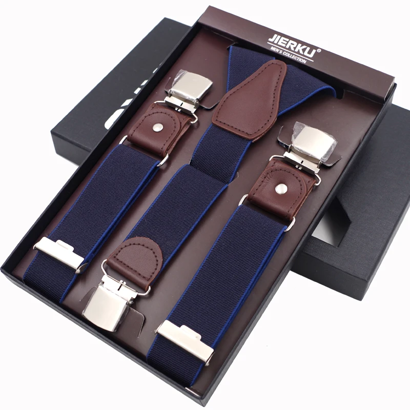 New Man\'s Suspenders 3 Clips Leather Braces Casual Suspensorios Trousers Strap 3.5*120cm Gift For Dad High Quality Tirantes