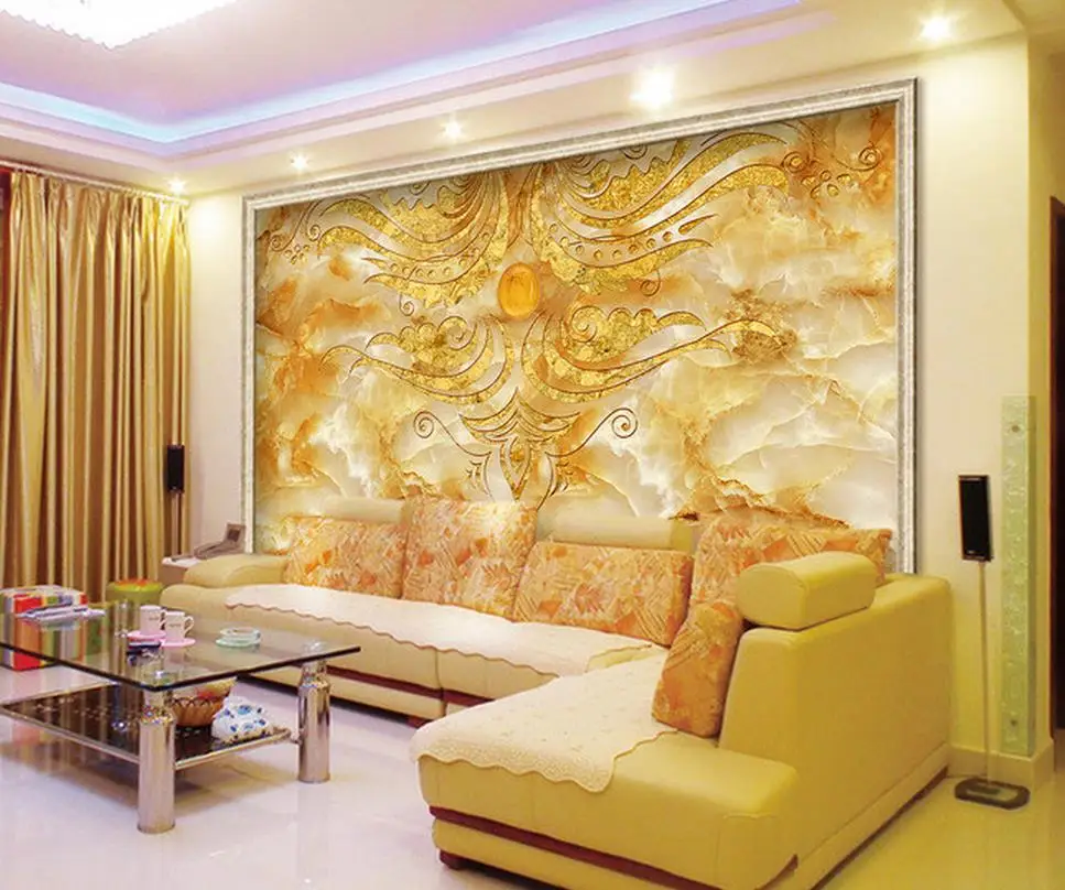 3d wall murals wallpaper Golden Flower Stone Marble Backdrop Wall photo 3d wallpaper custom 3d wallpaper