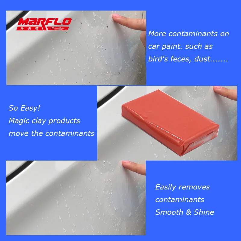 Marflo 5pcs/lot Car Wash Detailing Magic Clay Bar 100g Fine Medium King Grade Heavy 80g Detail Bar