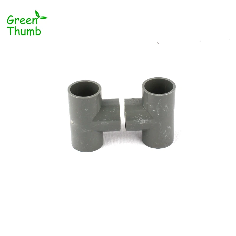 2pcs Inner Dia 32mm PVC Tee Connector Horticultural Irrigation Plastic 3 Way Adapters Green Thumb Equal Diameter PVC Tee