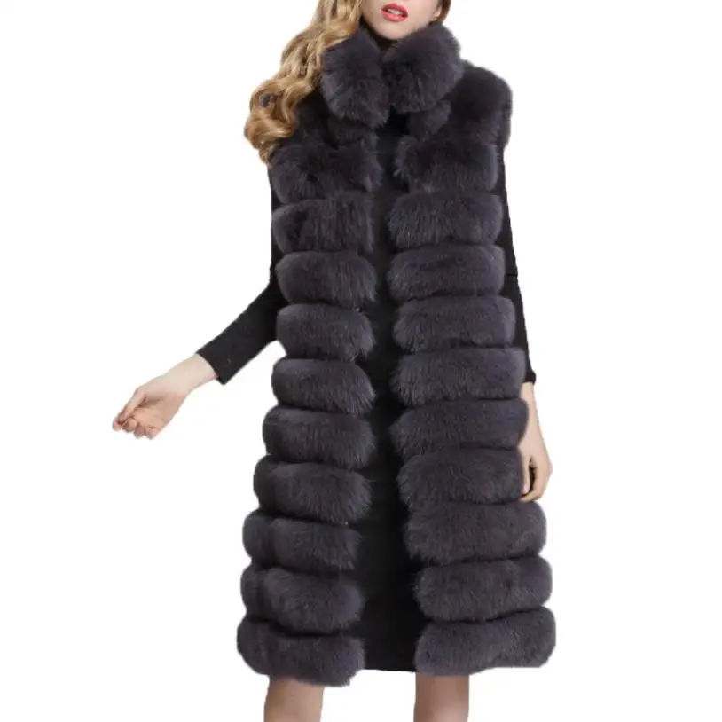 

XS-4XL fashion Warm Faux Fox Fur Coat Vest Winter Fashion Fake Fur Jacket Waistcoat Thick patchwork fur Loose Outerwear L1710