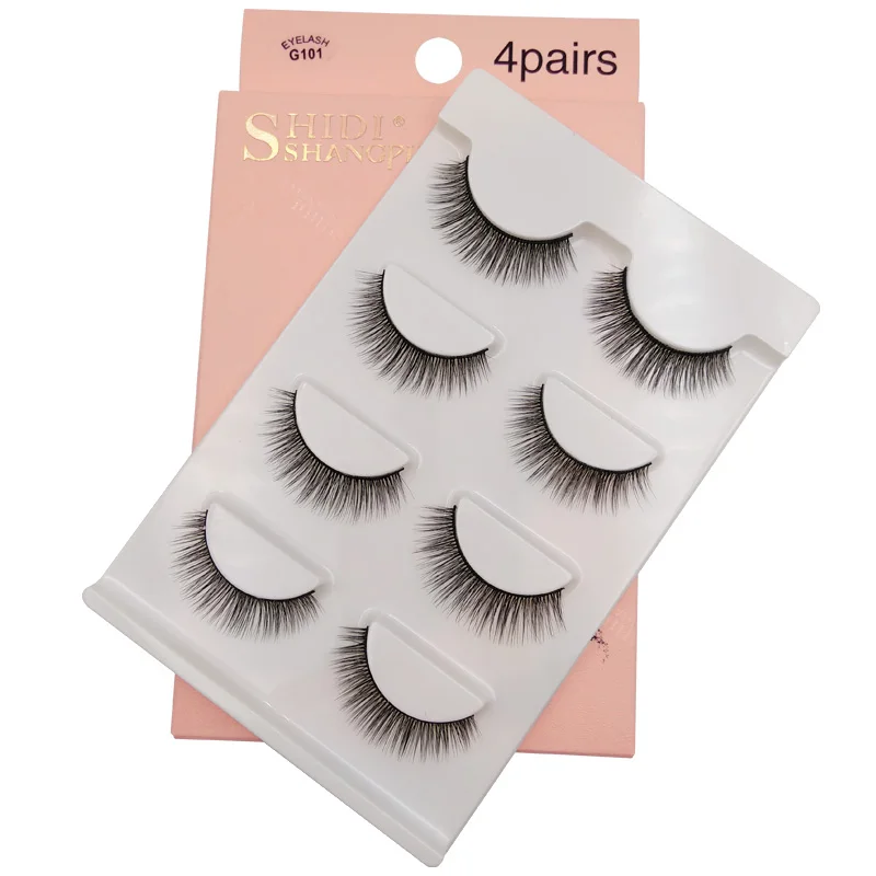 SHIDISHANGPIN 3/4 Pairs Cruelty-Free 3D Mink False Lashes Natural Long Wispy Reusable Thick Cils Makeup Fake Eyelashes