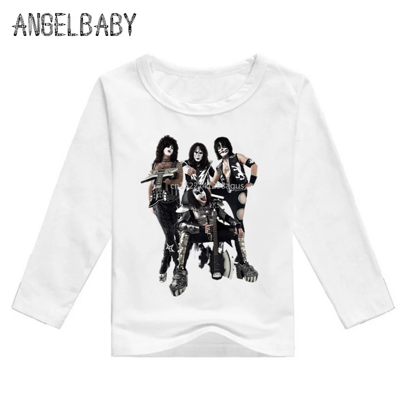 Boys and Girls Stormtroopers Fan Kiss Rock Band Print T shirt Baby Funny Long Sleeve T-shirt Kids Fashion Clothes,LKP464