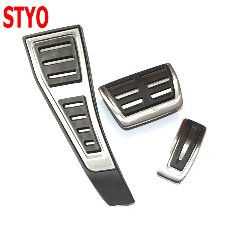 STYO Stainless steel footrest Brake gas pedals Car pedal Cover FOR RHD Audii  A4 B9 A5 S4 8W 2016 2017 2018