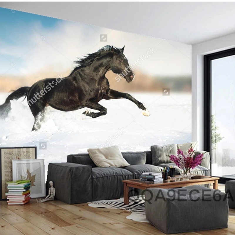 

Custom natural landscape wallpaper,Black horse,photo mural for living room bedroom restaurant background wall wallpaper
