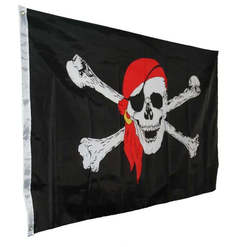 Huge 3x5 FT Skull Crossbones Jolly Roger Pirate Flags With Grommets Decoration bandeira,skull bones pirate flag NN023