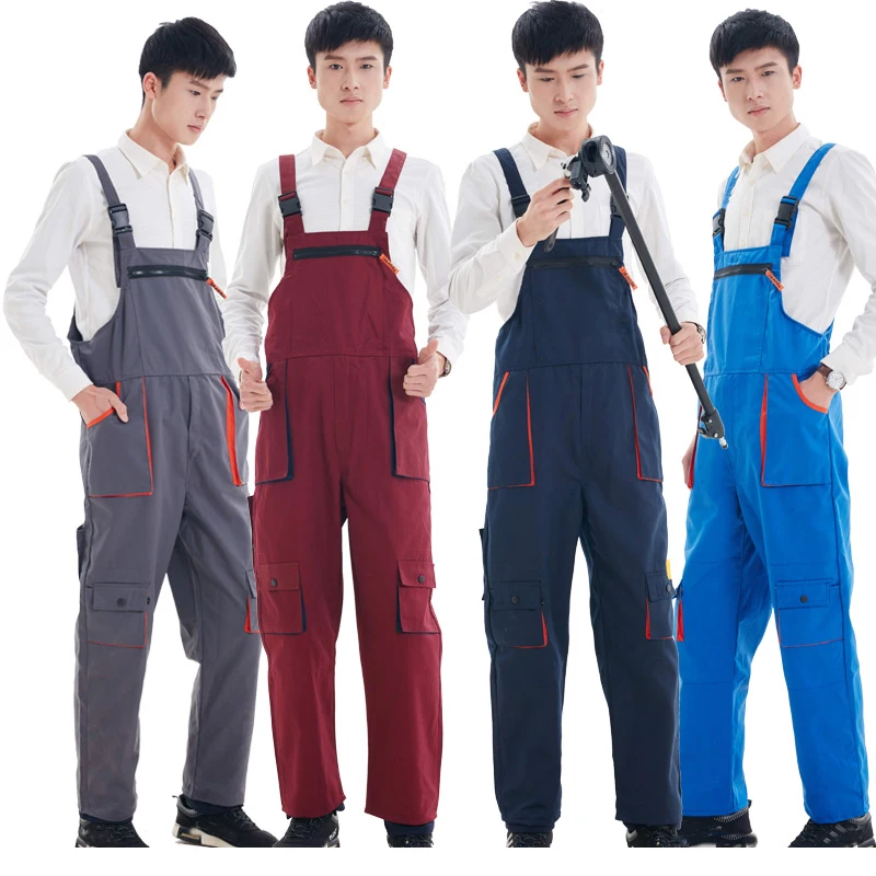 Men Women Bib Overalls Work Clothing Protective Coverall Repairman Strap Jumpsuits Working Uniforms Sleeveless Coveralls 4 Color