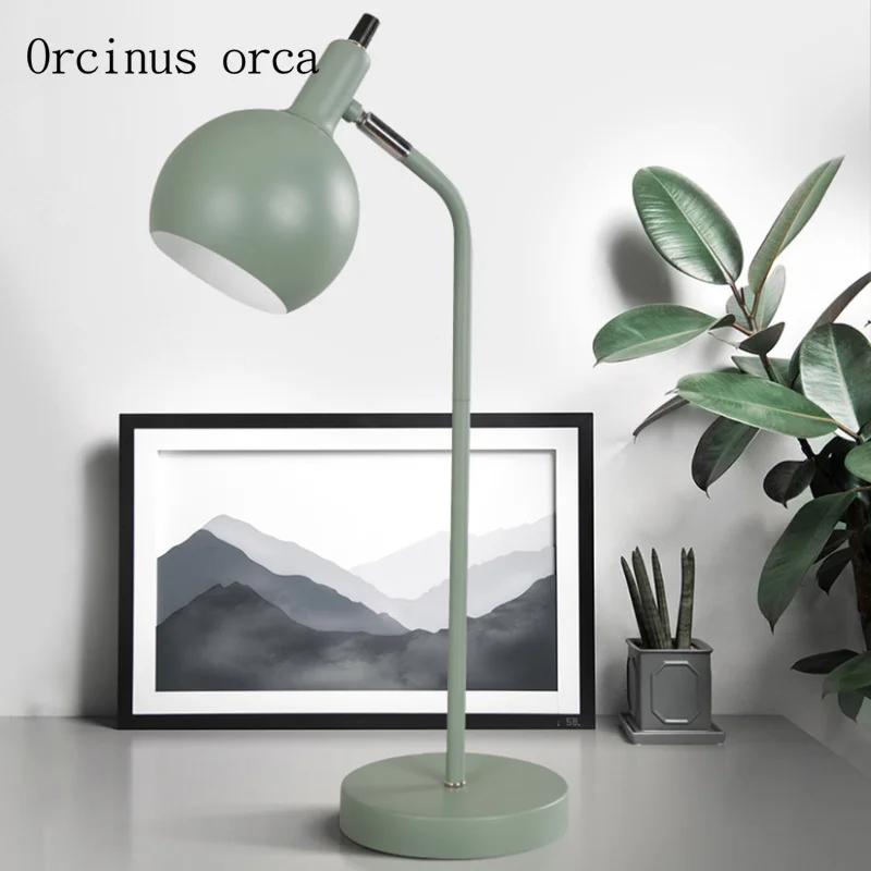 

Nordic modern simple LED color table lamp children bedroom reading table lamp creative personality iron art desk lamp