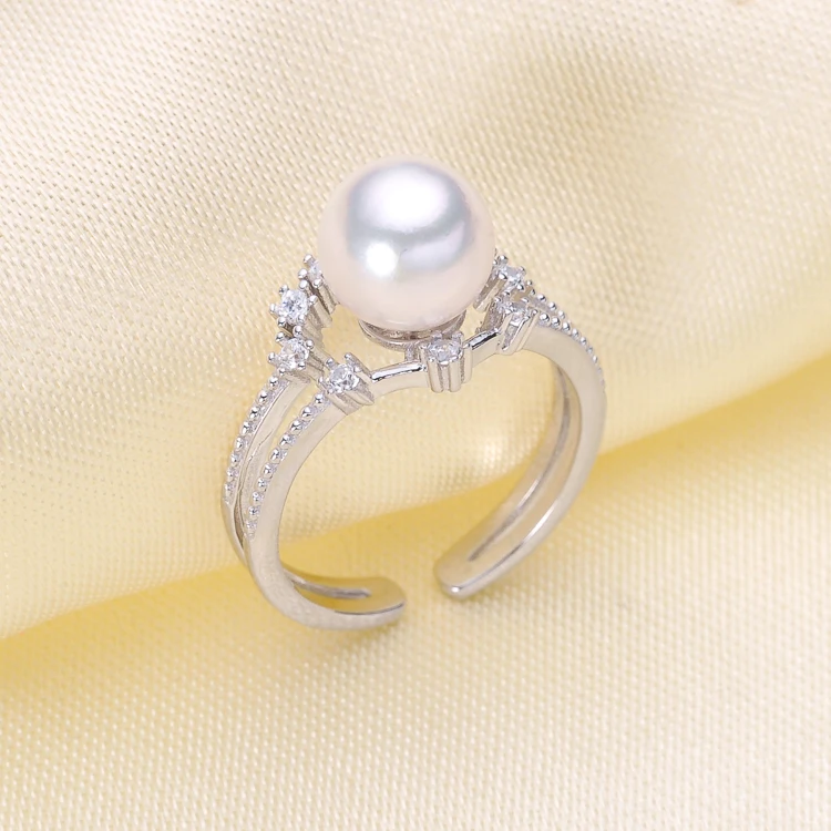 

Open Adjustable Pearl Rings Settings S925 Sterling Silver Pearl Rings Components Delicate Rings Base 3Pcs/Lot