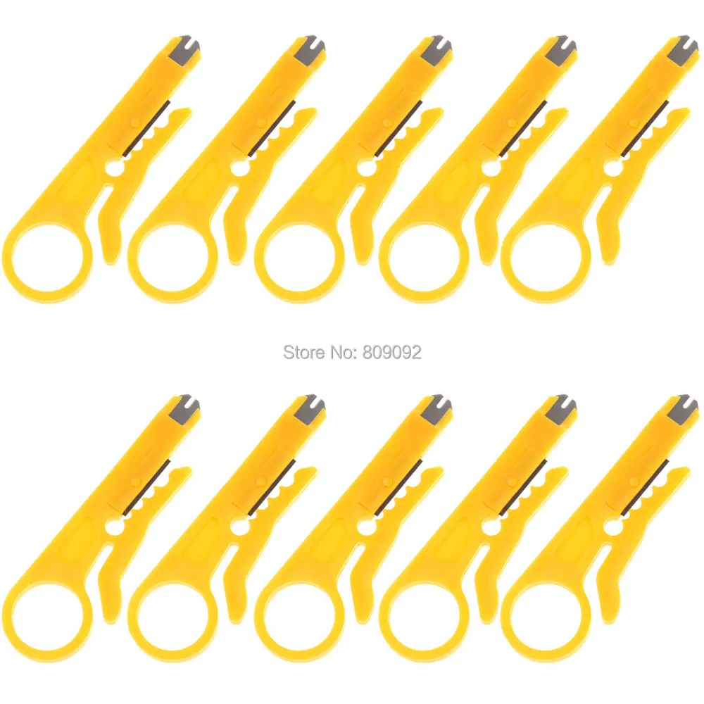 10PCS Yellow MINI Portable Wire Stripper Knife Crimper Pliers Crimping Tool Cable Stripping Wire Cutter Pocket Multi tools