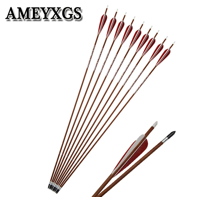 6/12pcs Wood Grain Spine700 Pure Carbon Arrow 4inch Turkey Feather Archery ID:5.2mm Outdoor hunting Shooting Accessories